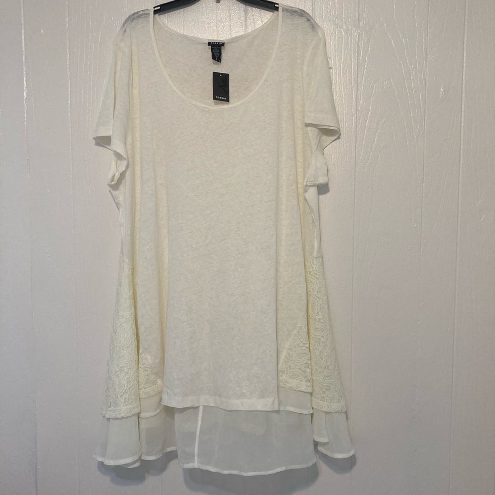 NWT Torrid linen/cotton Detailed cream dress size 5